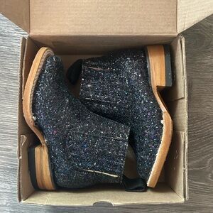 Girls ankle glitter cowgirl boots